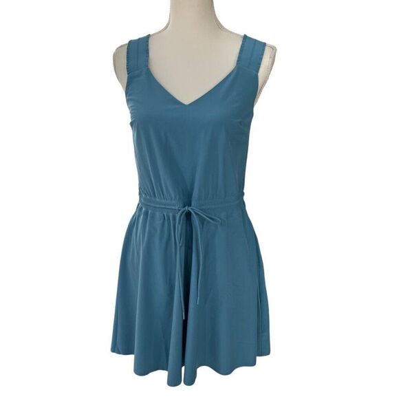 Athleta Savannah Strap Drawstring Waist Mini Dress Blue Size XS - Picture 1 of 9